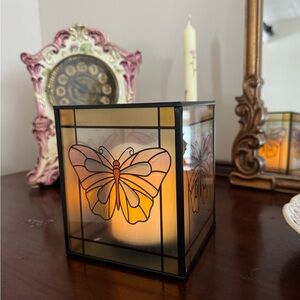 Butterfly Stained Glass Votive Candle Holder